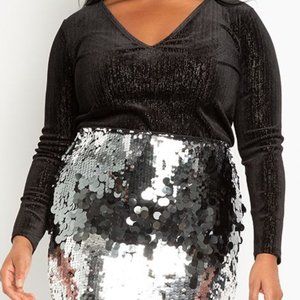 Golden Sparkle Black Velvet Top